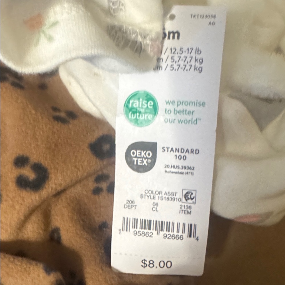 Carter's White and Gray Bunny Print and Brown Paw Print Footies - Picture 4 of 4
